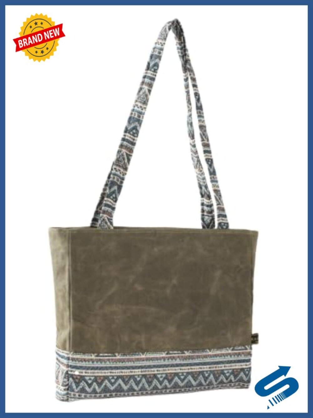 Waxed Canvas Hobo Bag with Bohemian Fabric Accent, Top Handle Shoulder Purse,